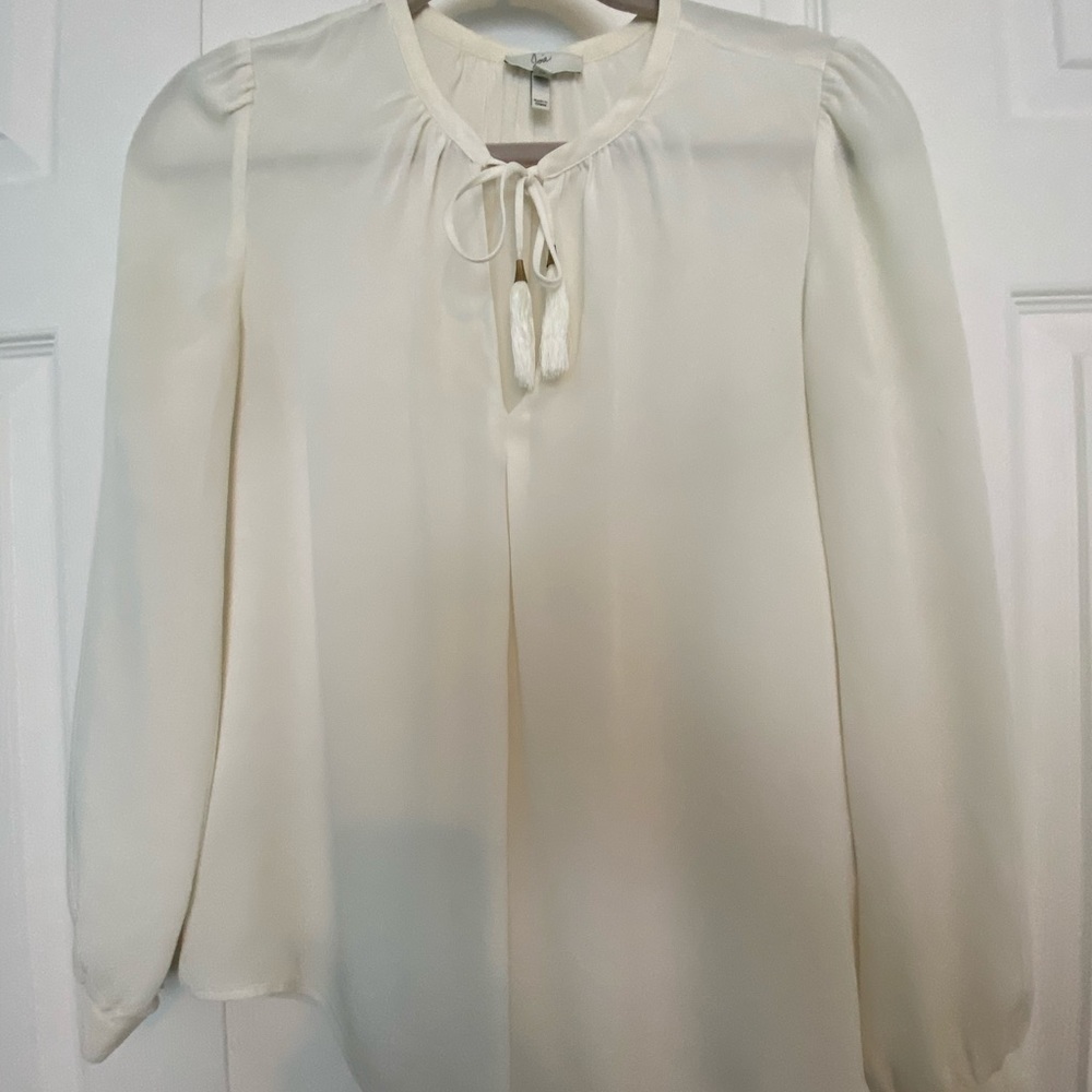 Joie Long Sleeve Silk Blouse with front tie XS